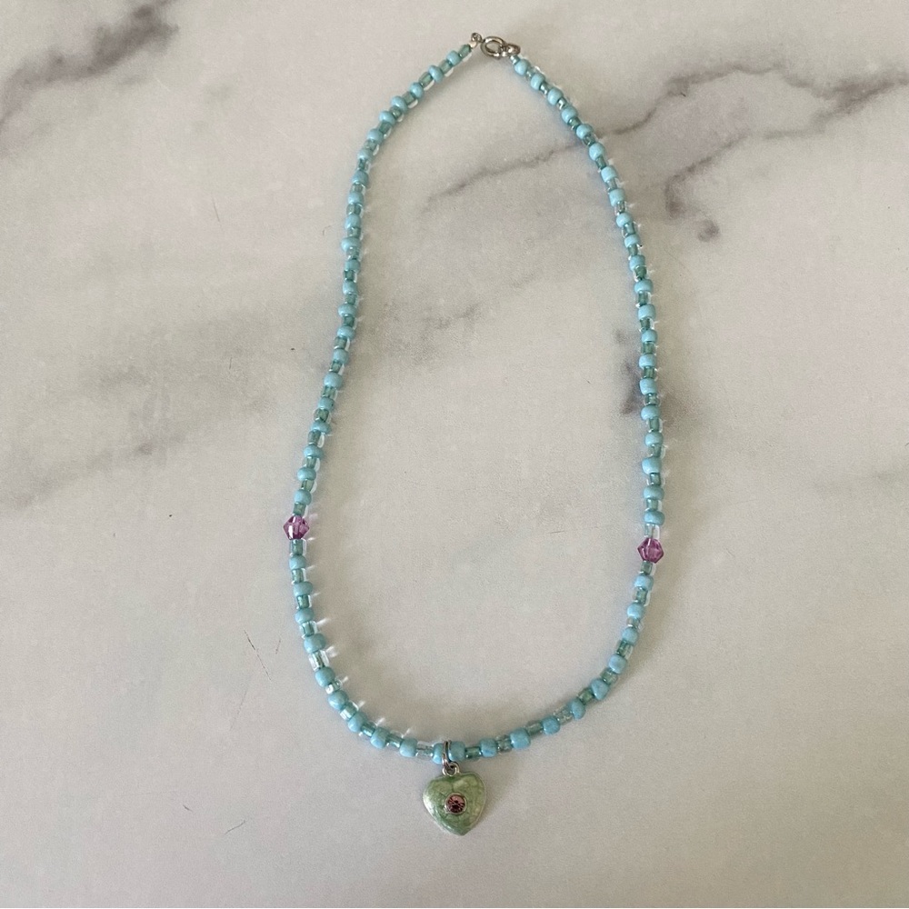 Child’s Beaded Necklace with Heart Charm